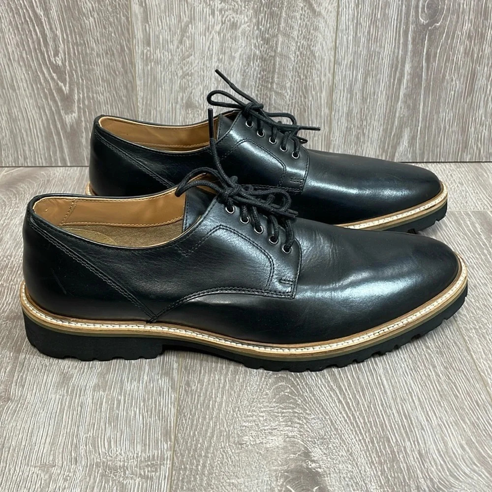 Steve Madden Black Leather Kany Lug Oxford Lace Up Shoes 12D